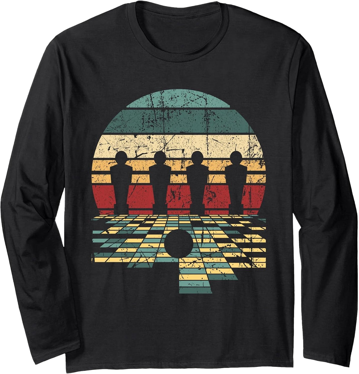 Retro Vintage Foosball Player Table Football Table Soccer Long Sleeve T-Shirt - Adult Unisex Black