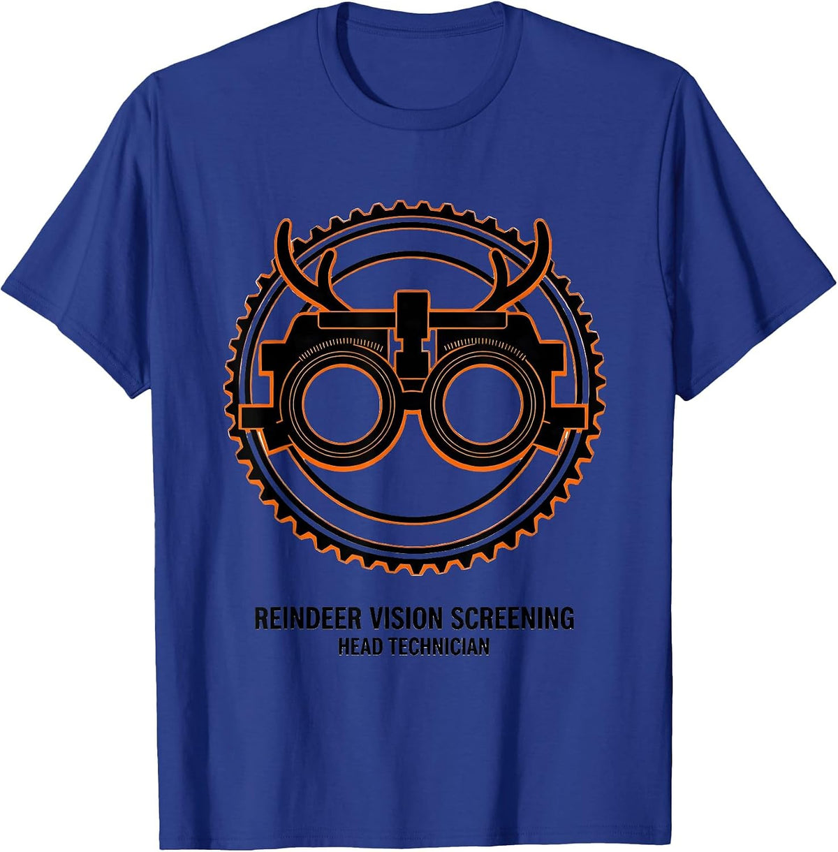 Men's Reindeer Vision Screening, Head Technician Optometrist T-Shirt - Royal Blue