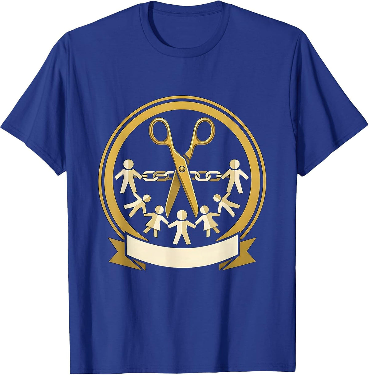 Men's Third Grade Teacher Scissors Paper Doll Graphic T-Shirt - Royal Blue