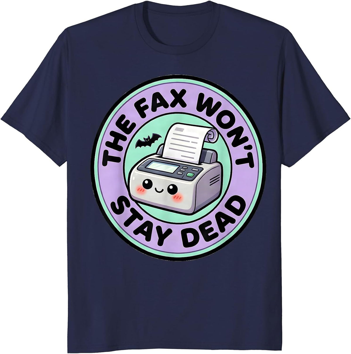 Men's The Fax Won't Stay Dead Cute Kawaii Pharmacy Tech Halloween T-Shirt - Navy Blue