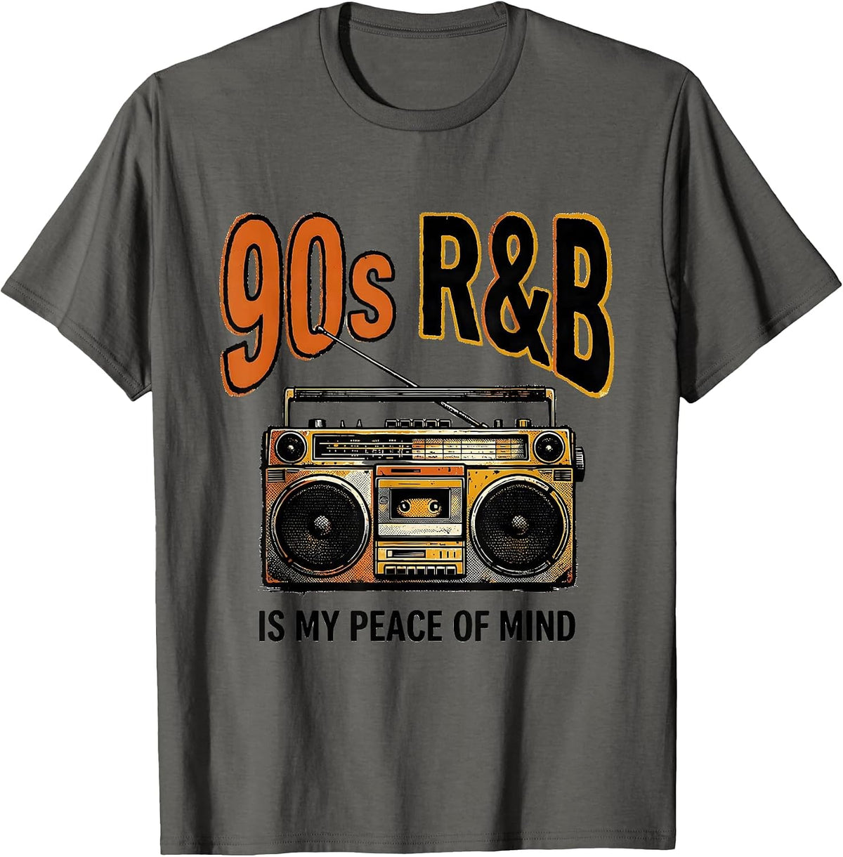 Men's 90s R&B Is My Peace Of Mind Retro Music Fan Nostalgia T-Shirt - Asphalt Grey