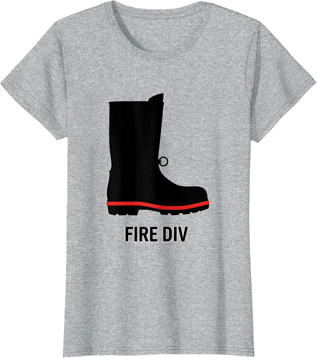 Women's FIRE DIV Minimalist Firefighter Boot Silhouette Fire T-Shirt - Heather Grey