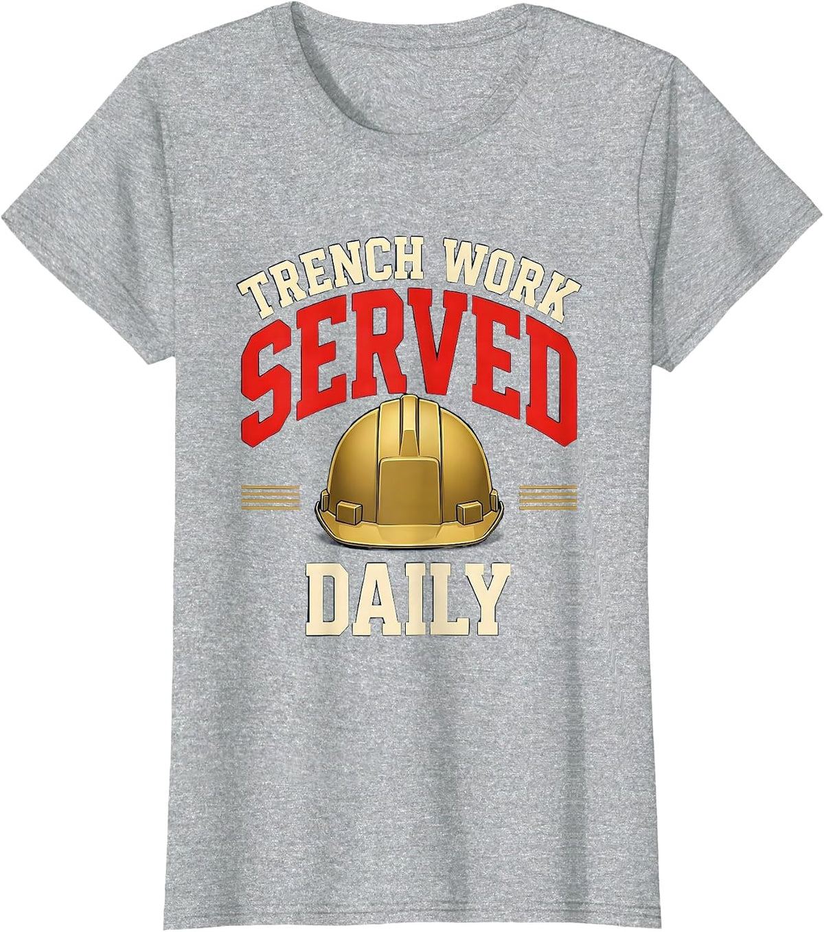 Trench Work Served Daily Funny Football Lineman Game Day T-Shirt - Heather Grey