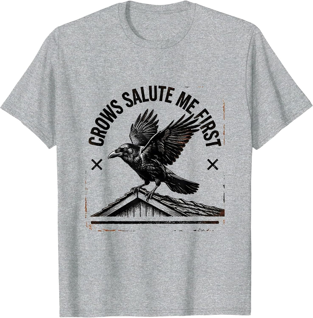 Men's Crows Salute Me First Gothic Crow Humor Bird Lover T-Shirt - Heather Grey