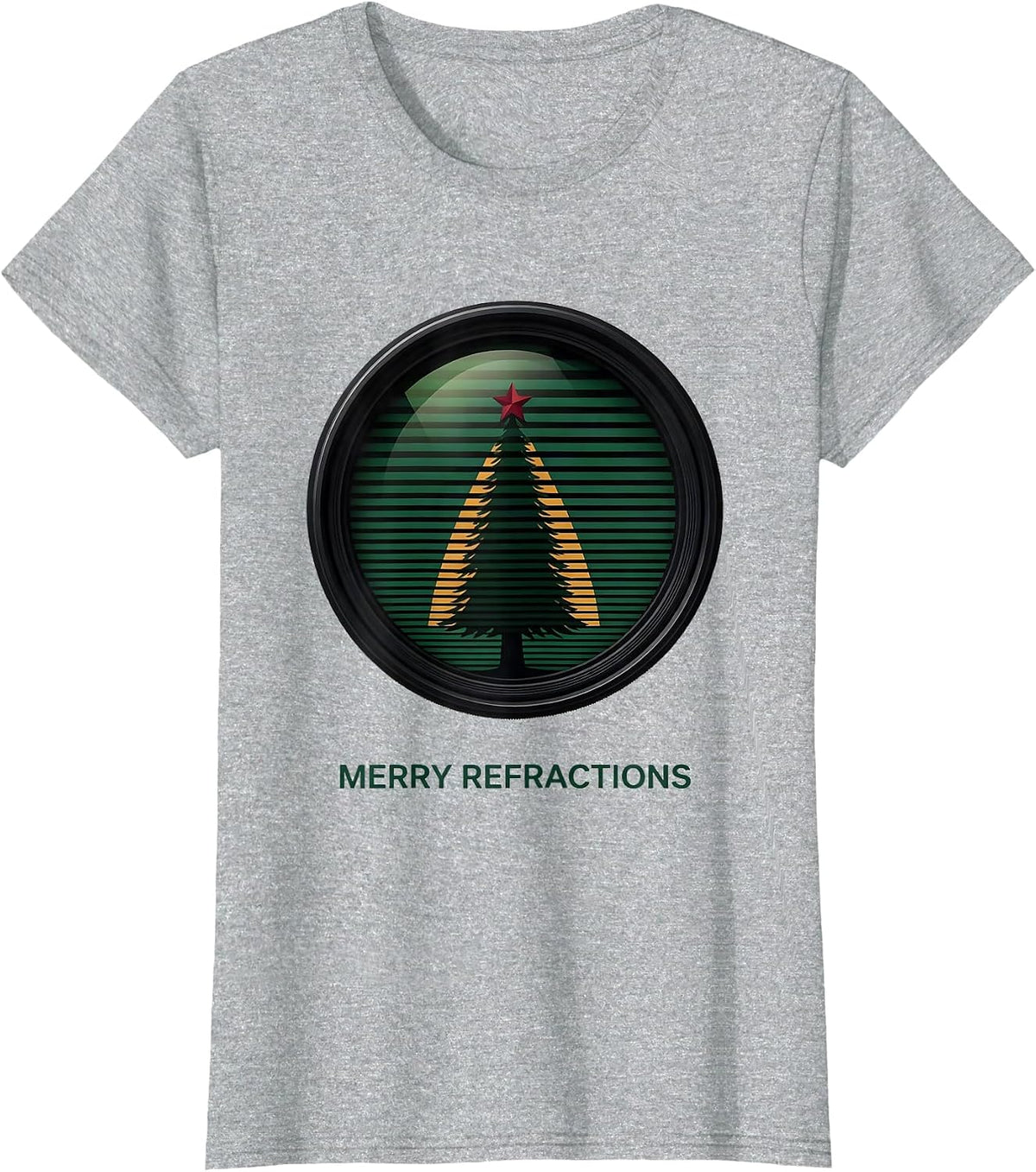 Merry Refractions Editorial Conceptual Optometrist Christmas T-Shirt - Heather Grey