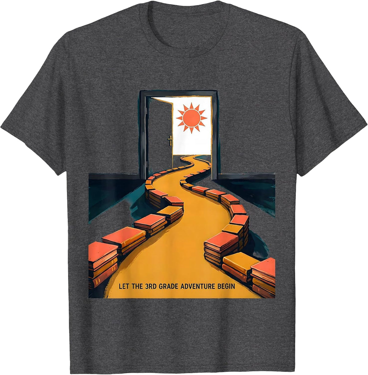 Men's Let The 3rd Grade Adventure Begin Teacher Team Back T-Shirt - Dark Heather Grey
