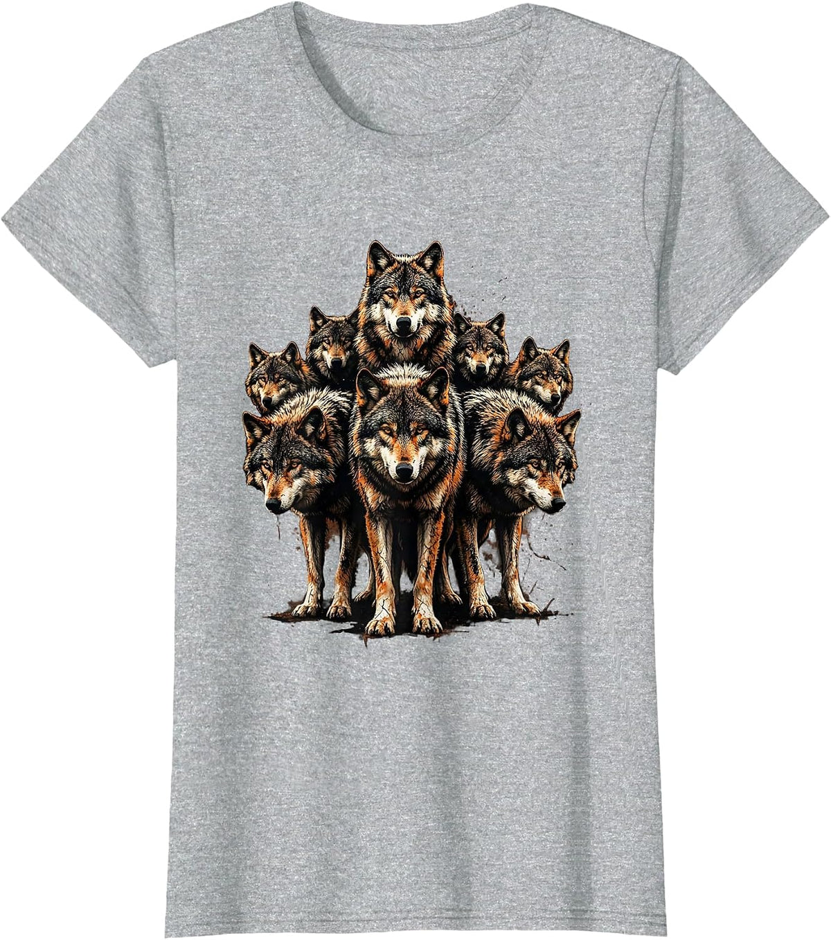 Wolf Pack Bowling Pin Formation Graphic T-Shirt - Heather Grey