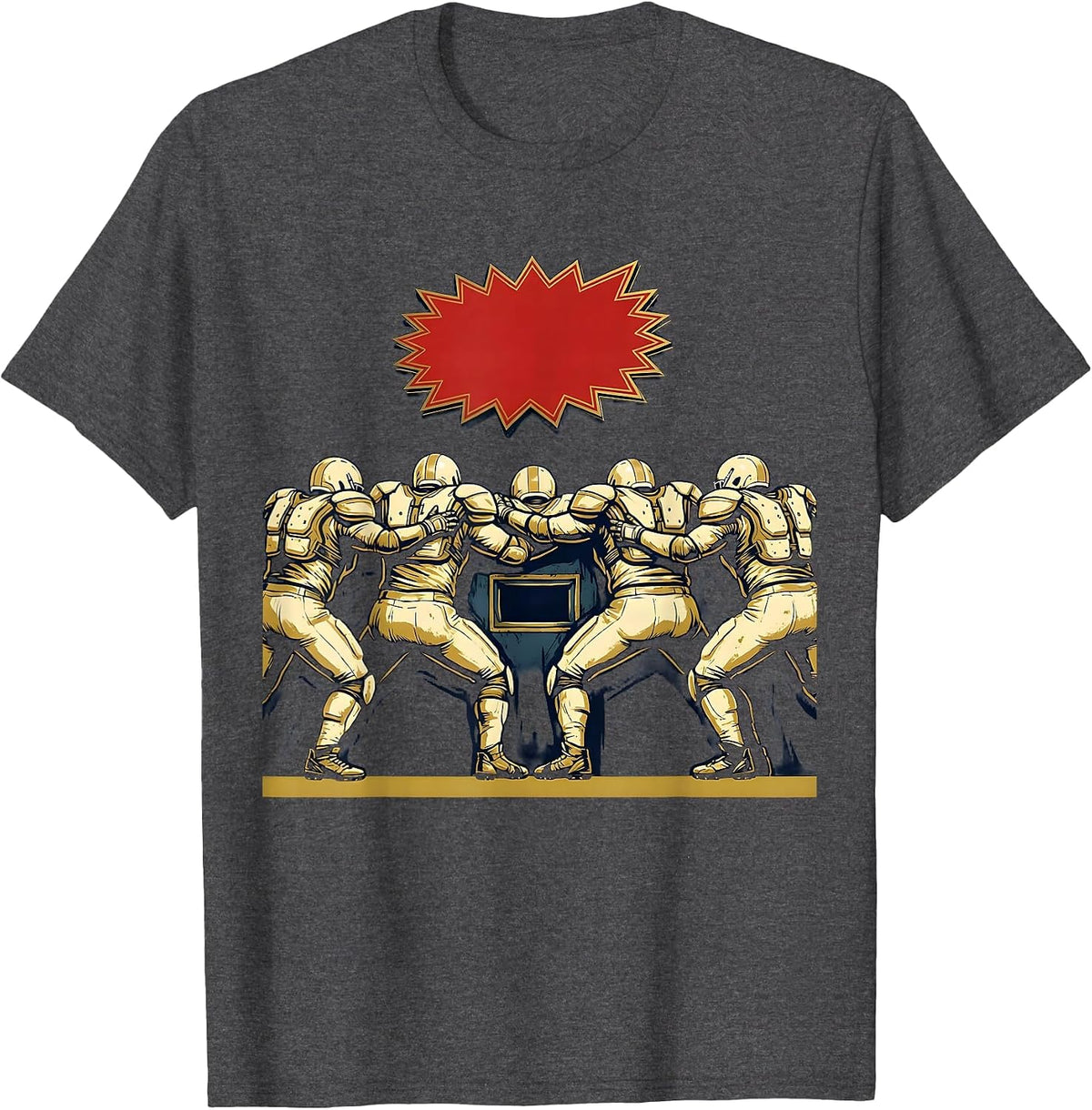 Shoulder Pad Wall Offensive Lineman Football Humor T-Shirt - Dark Heather Grey