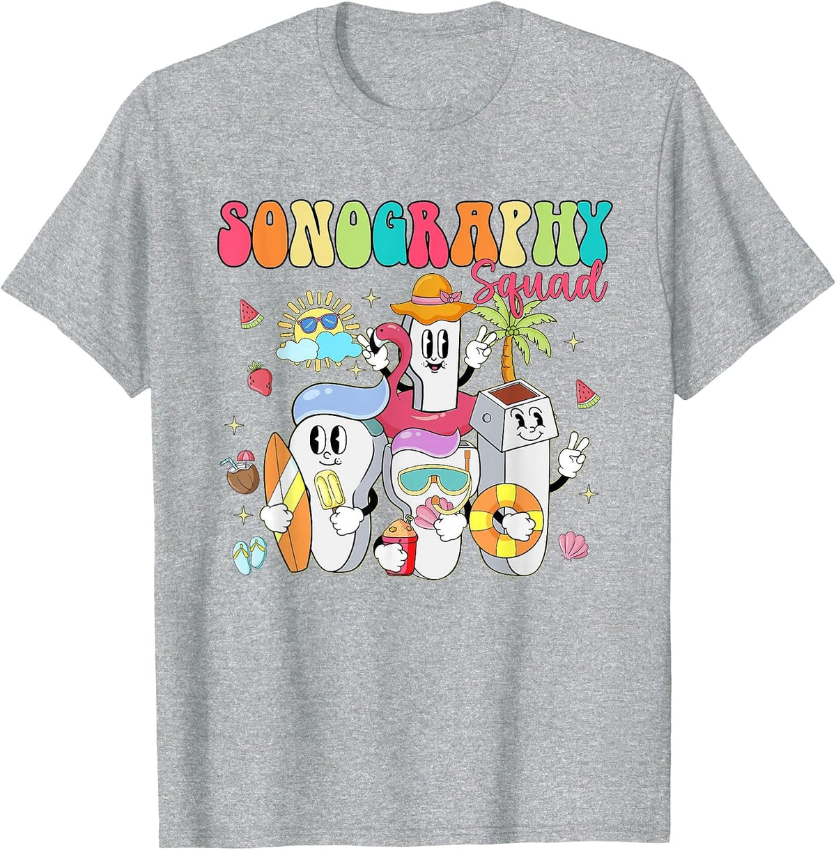 Sonography Squad Summer Vibe Float Ultrasound Tech T-Shirt - Heather Grey