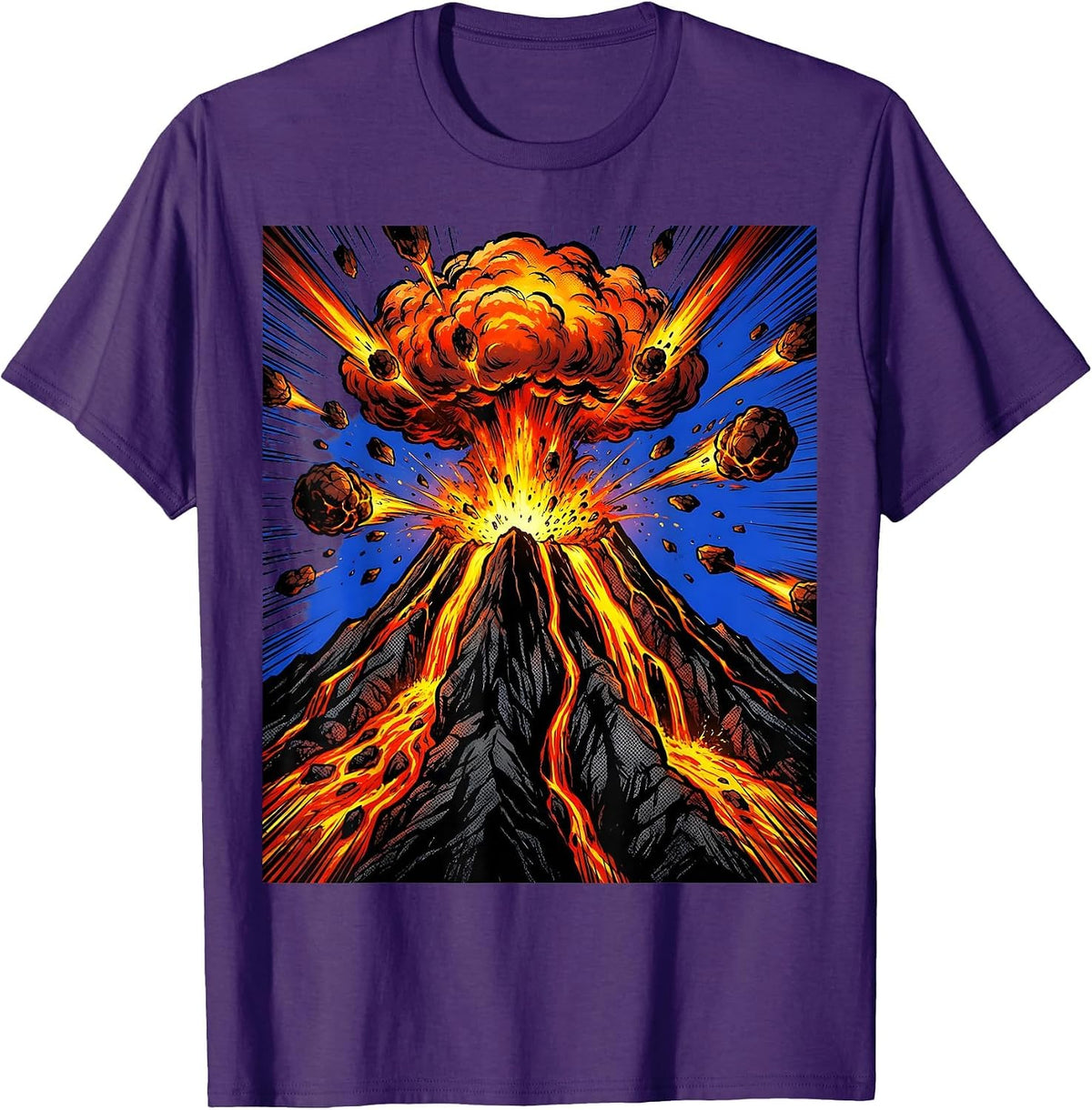 2nd Grade Volcano Eruption Glowing Lava Illustration T-Shirt - Purple
