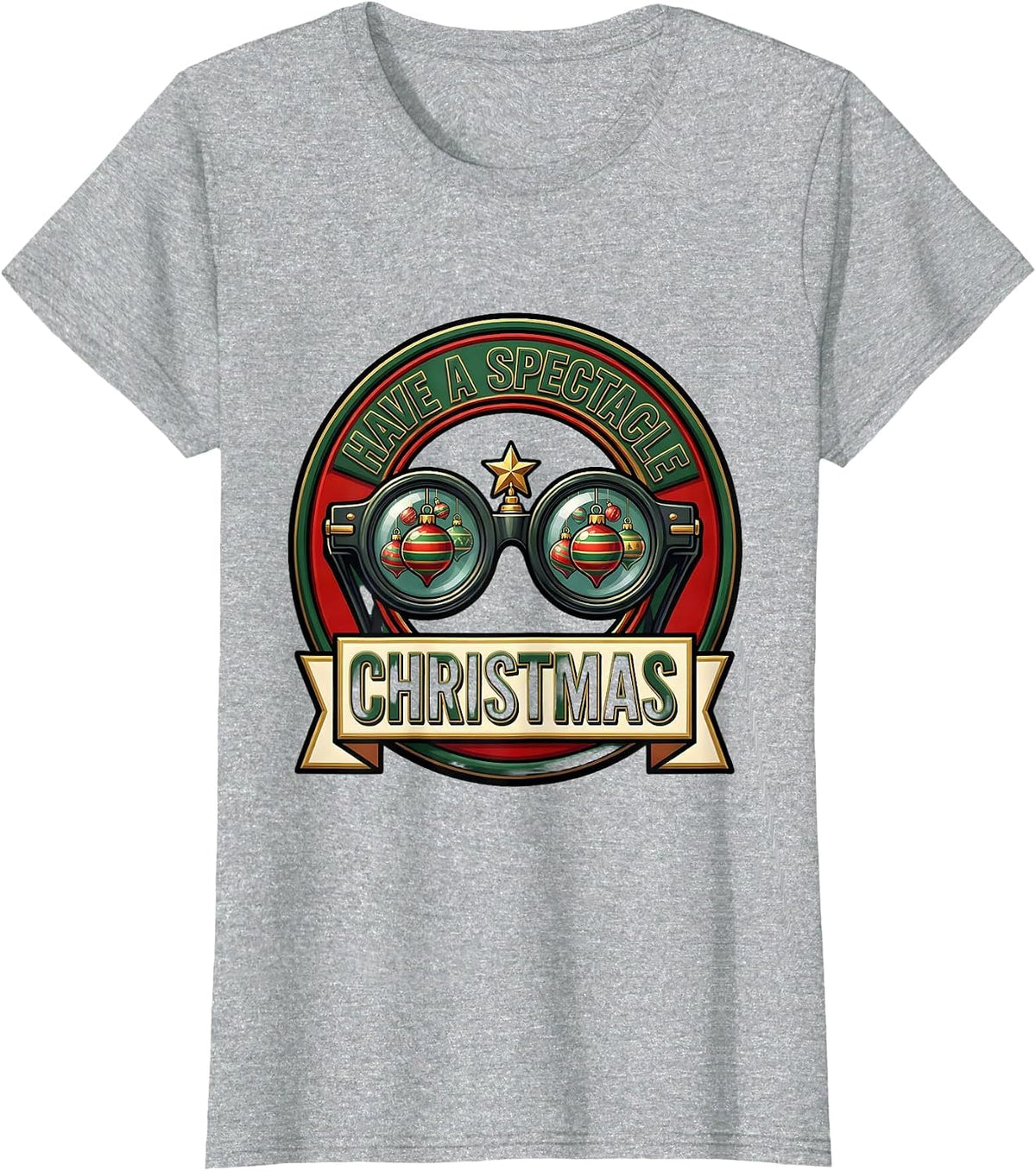 Have A Spectacle Christmas Funny Optometrist Eyewear Humor T-Shirt - Heather Grey