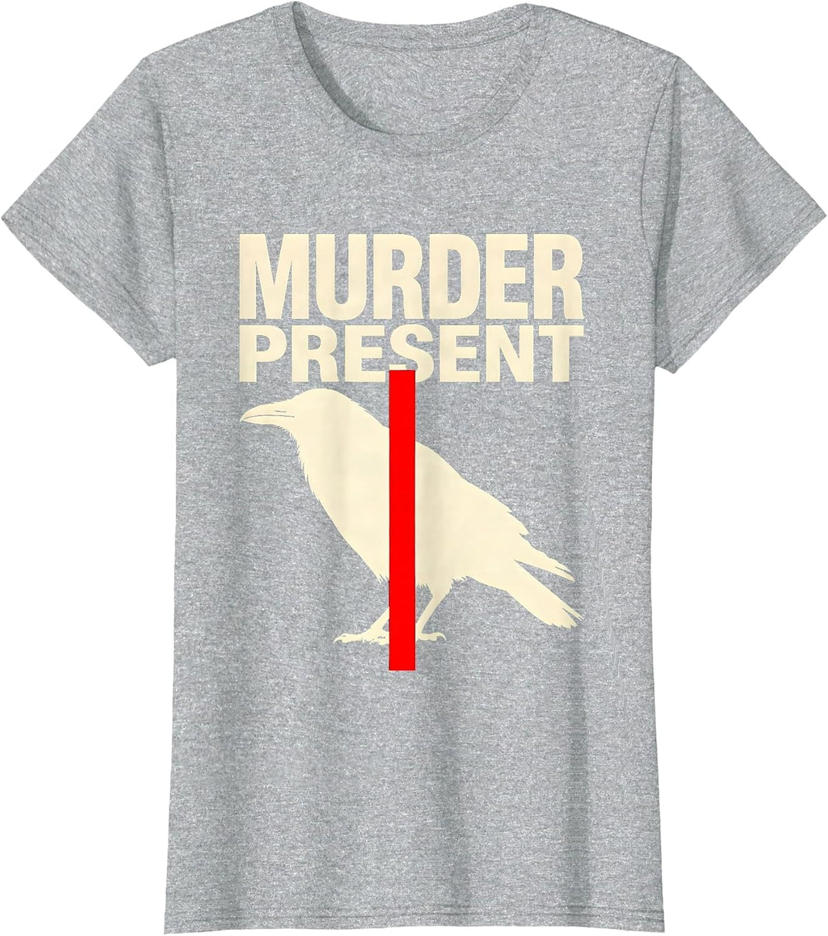 Women's Murder Present Stencil Crow Dark Humor Gothic Bird Lover T-Shirt - Heather Grey