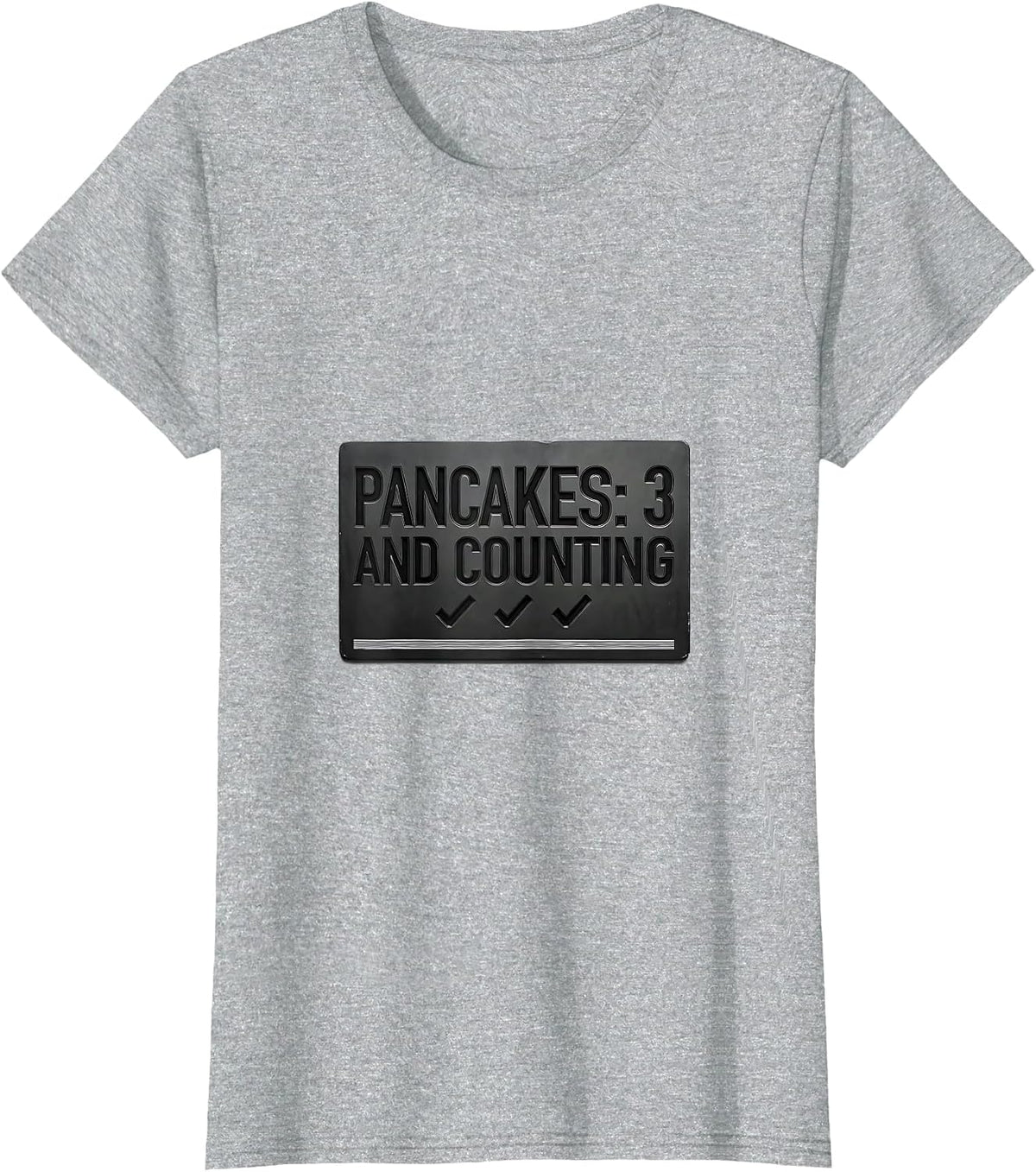 Pancakes: 3 And Counting Minimal Football Lineman Humor T-Shirt - Heather Grey