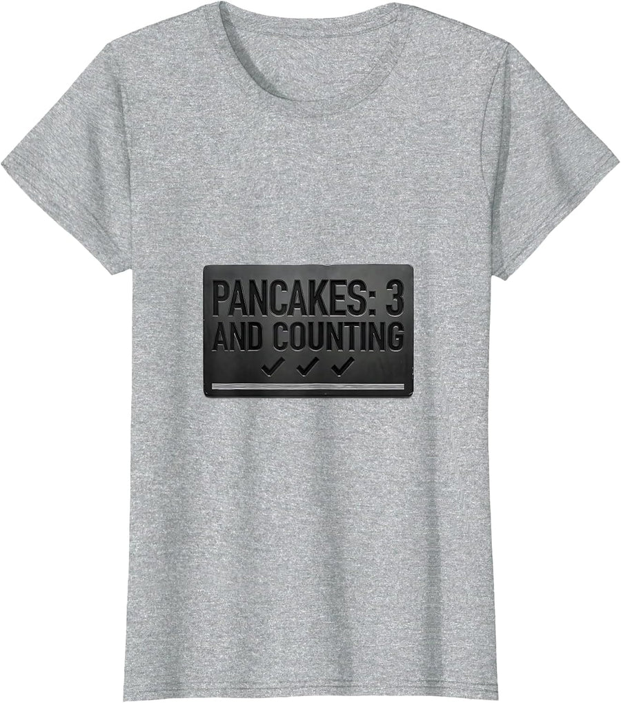 Pancakes: 3 And Counting Minimal Football Lineman Humor T-Shirt - Heather Grey
