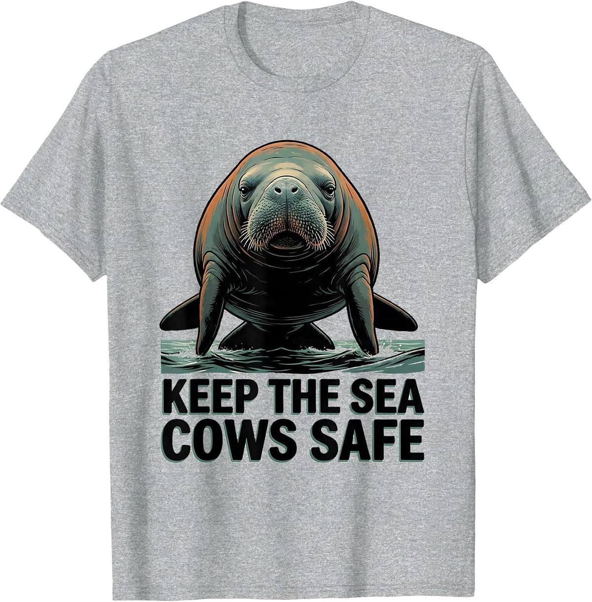 Men's Keep The Sea Cows Safe Funny Manatee Sea Animal Lover Humor T-Shirt - Heather Grey