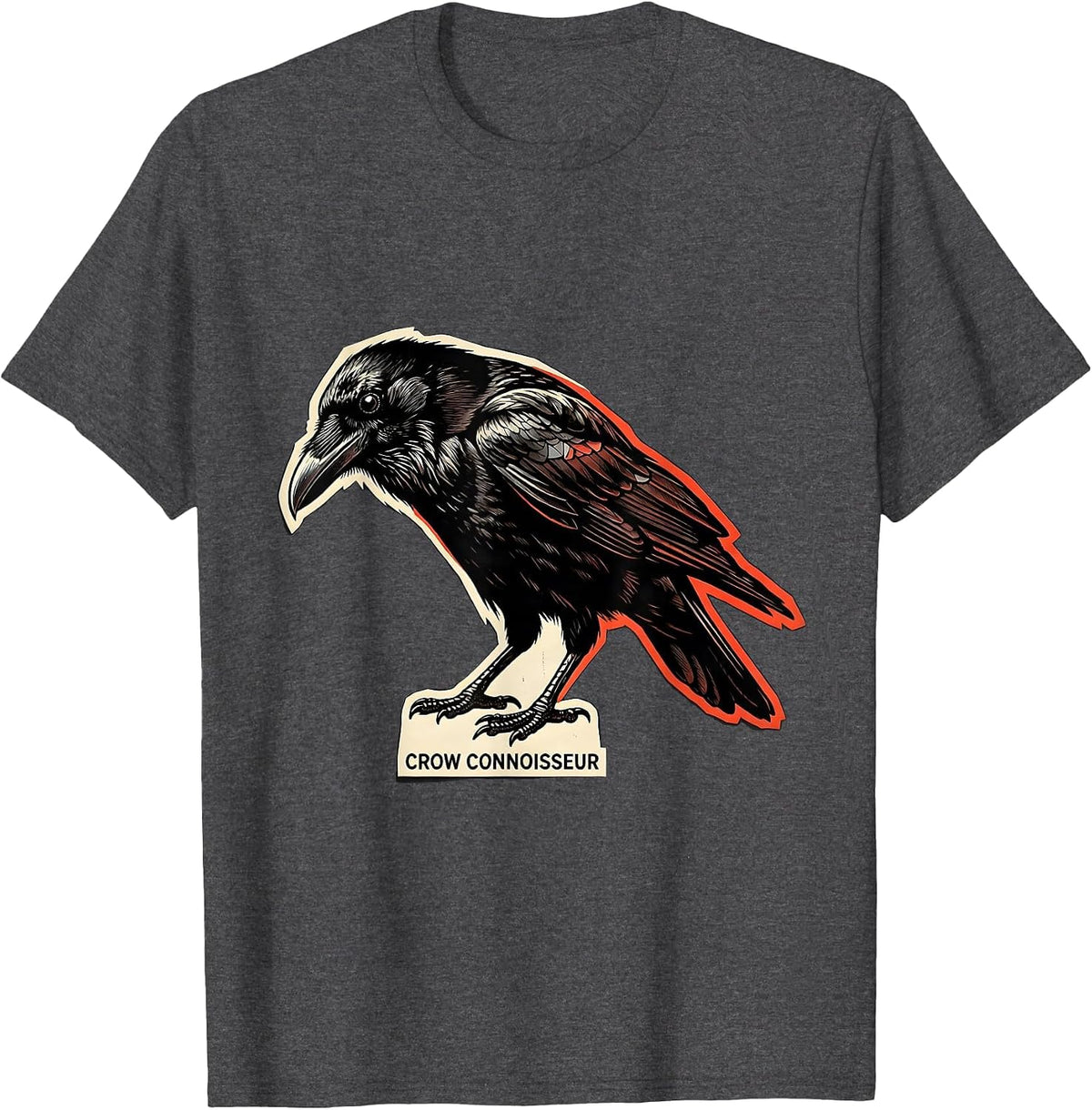 Crow Connoisseur Gothic Nature Bird Silhouette Art T-Shirt - Dark Heather Grey
