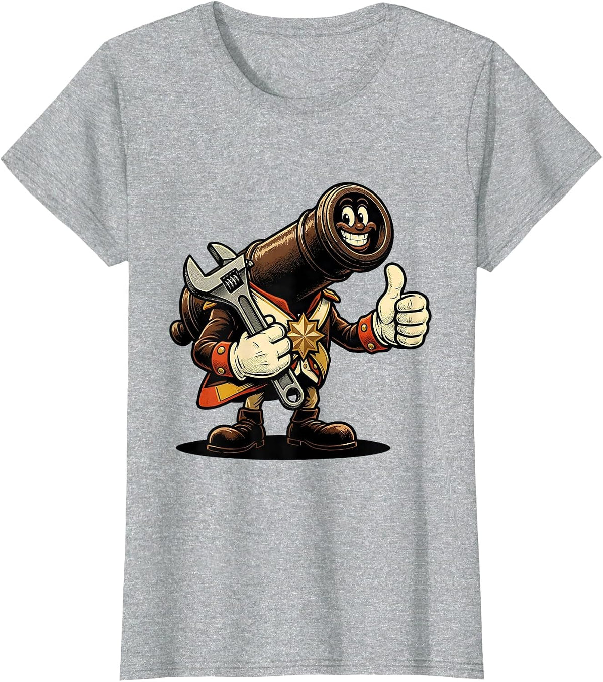 Women's Valley Forge Automotive Wrench and Cannon Graphic T-Shirt - Heather Grey