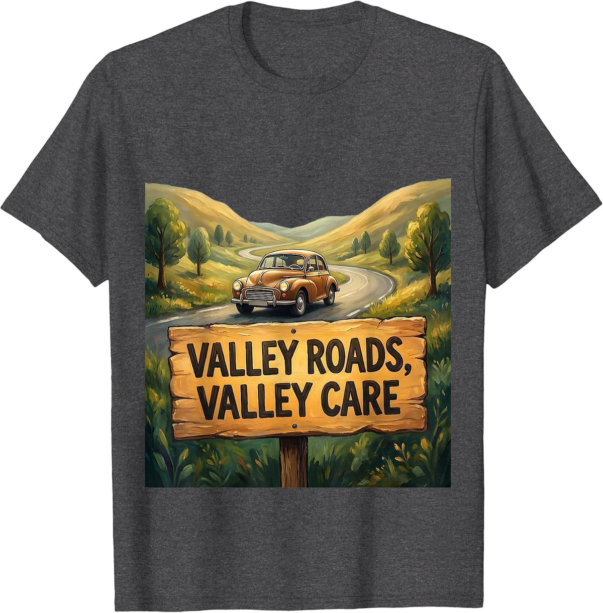 Men's Valley Roads Valley Care Automotive Design T-Shirt - Dark Heather Grey