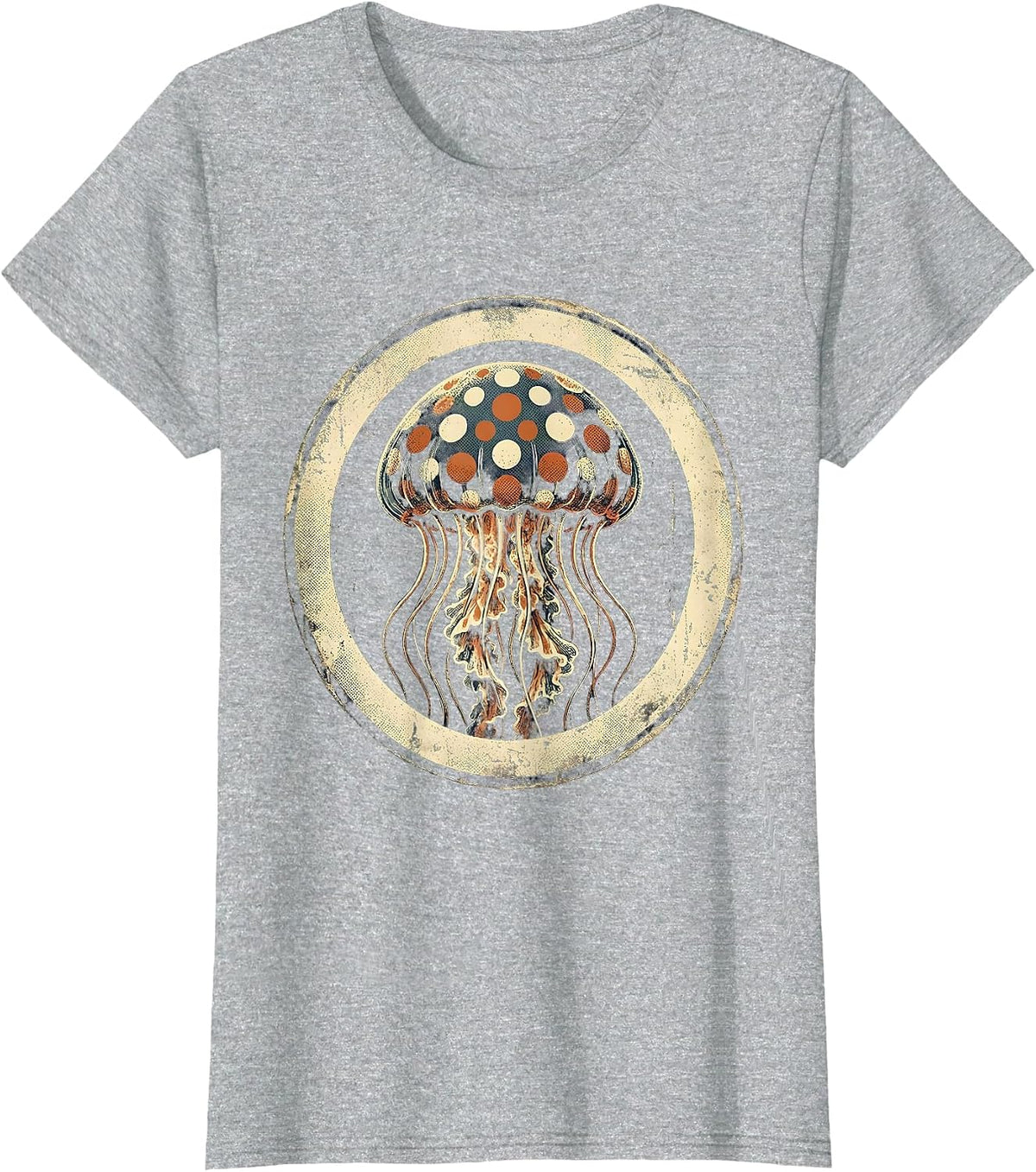 Women's Glowing Polka Dot Jellyfish Illustration T-Shirt - Heather Grey