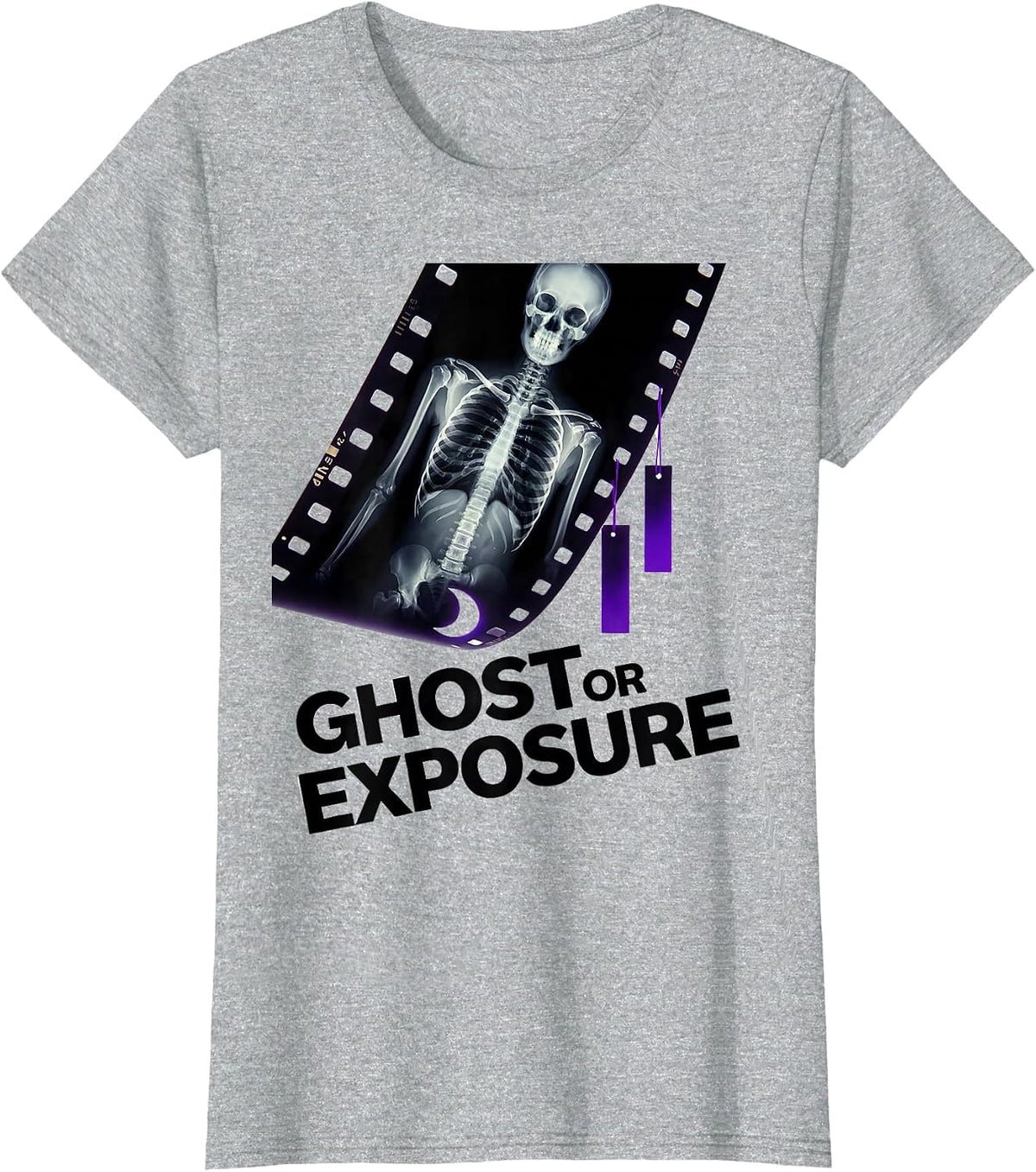 Women's Ghost Or Exposure New Wave Radiology Tech Halloween Humor T-Shirt - Heather Grey