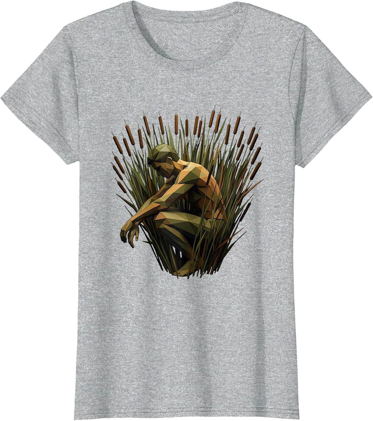 Women's Hunter in Duck Blind Camouflage Illustration T-Shirt - Heather Grey