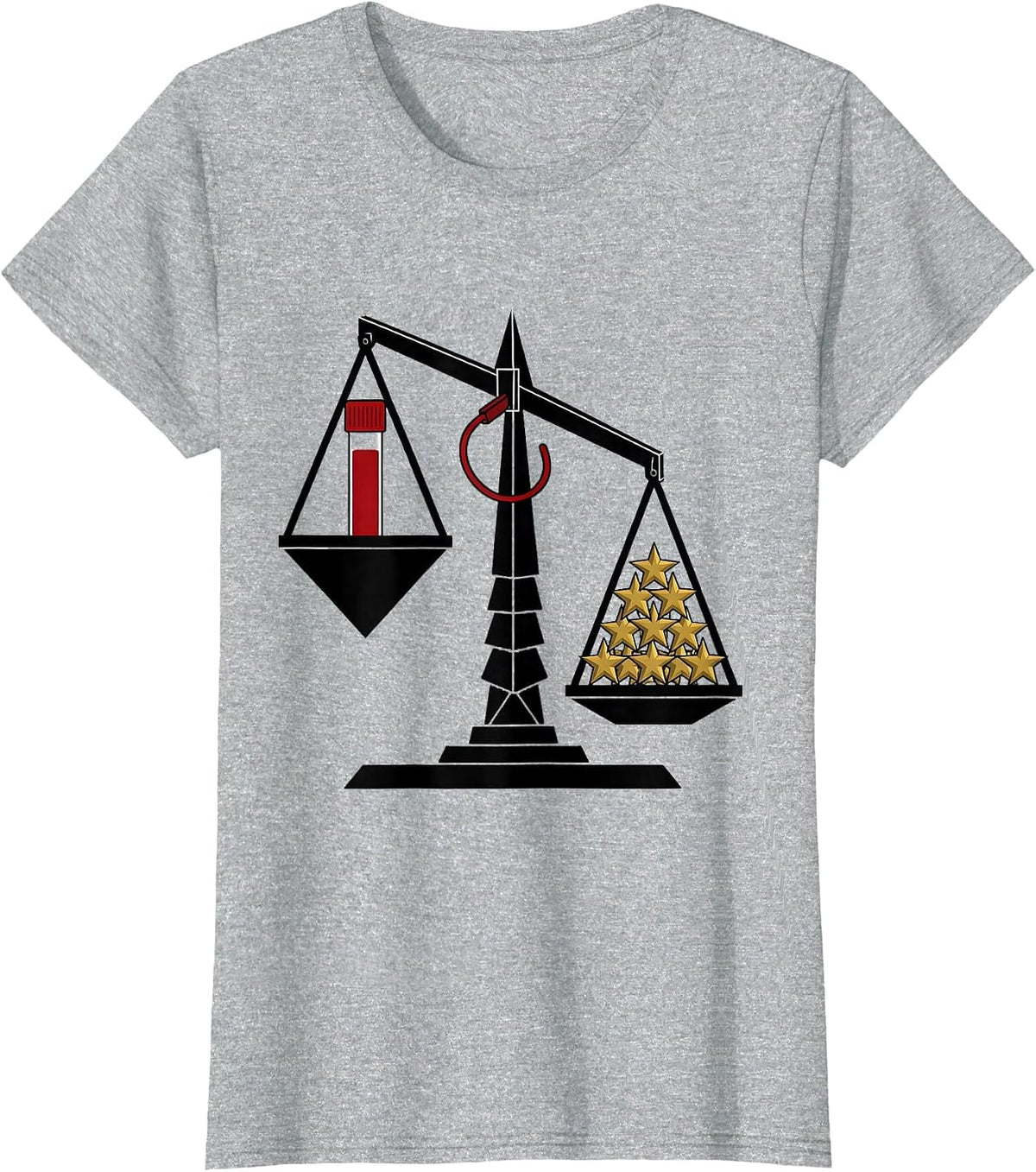 Geometric Balance Scale Blood Tube Phlebotomist Holiday T-Shirt - Heather Grey