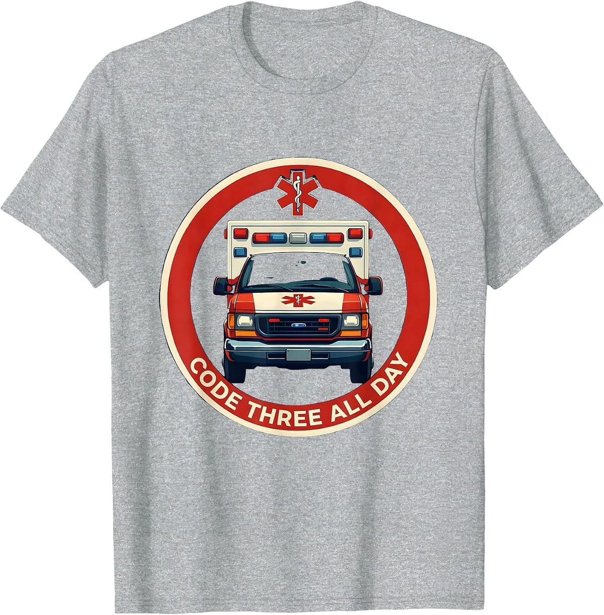 Men's Code Three All Day EMT First Responder Design T-Shirt - Heather Grey