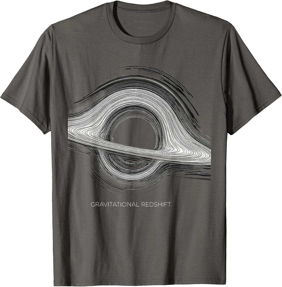 Gravitational Redshift Line Art Black Hole Science T-Shirt - Asphalt Grey