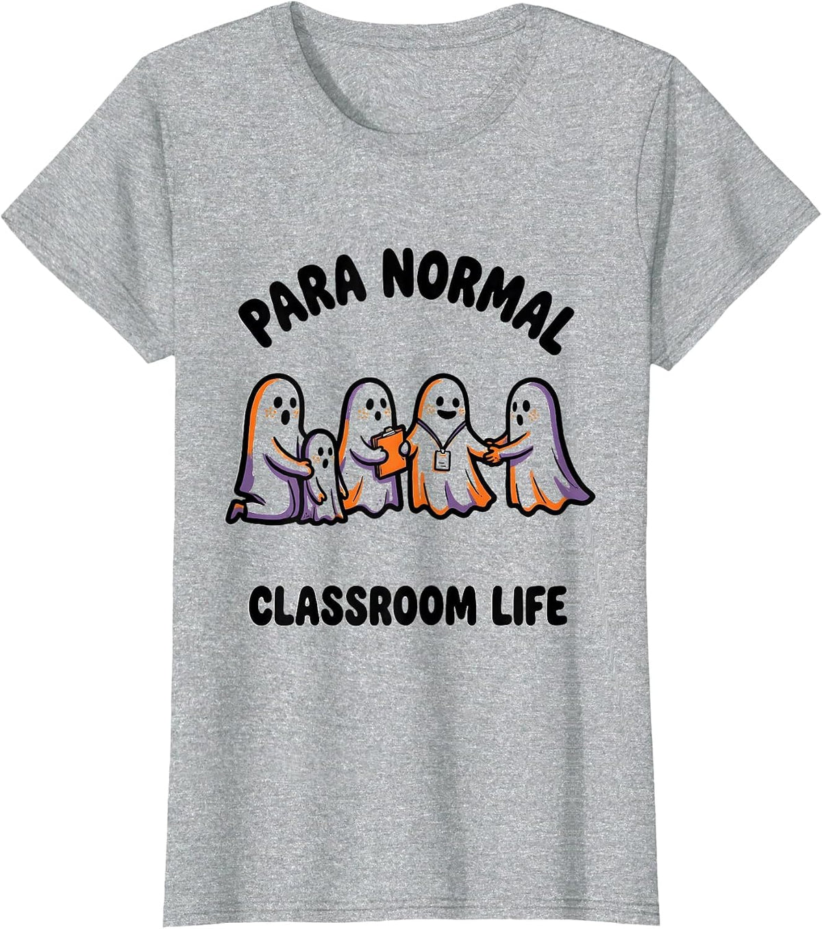 Para Normal Classroom Life Cartoon Paraeducator Halloween T-Shirt - Heather Grey