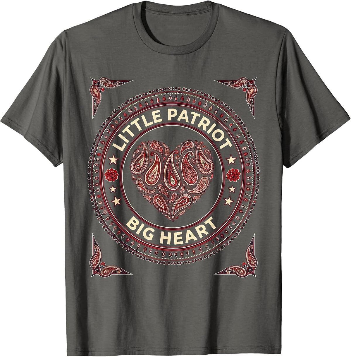 Little Patriot Big Heart Kids Patriot Day Design T-Shirt - Asphalt Grey