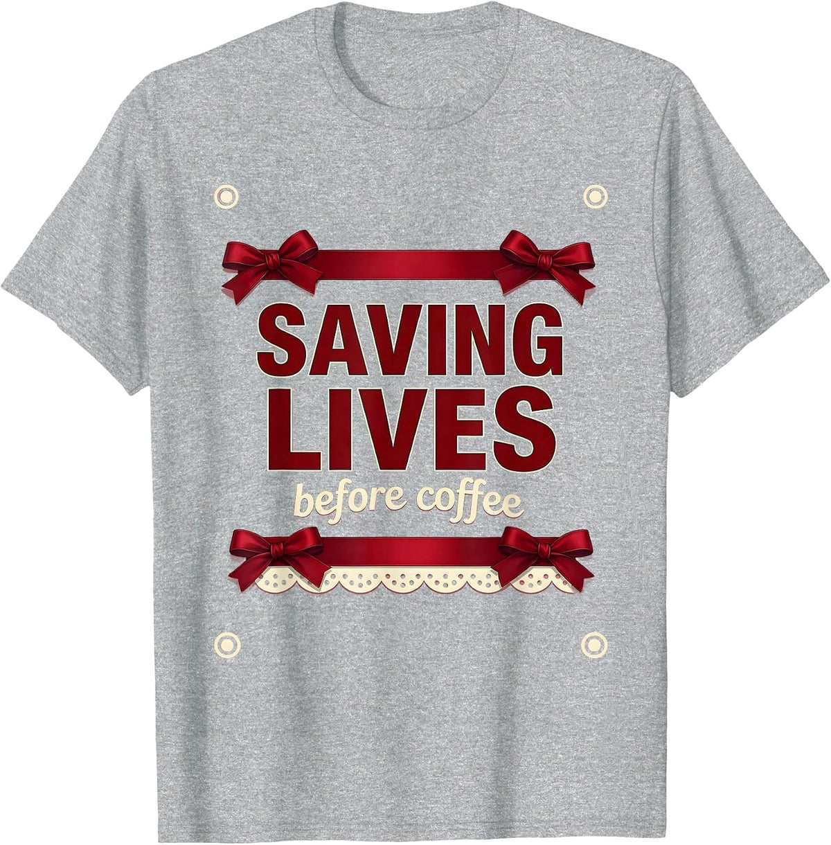 Men's Saving Lives Before Coffee EMT Design T-Shirt - Heather Grey