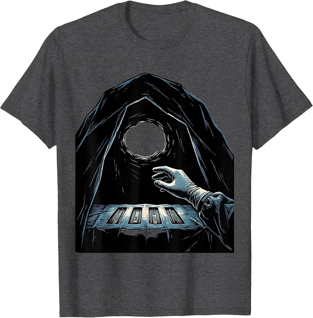 Sterile Drape Surgical Tech Linocut Gift T-Shirt - Dark Heather Grey