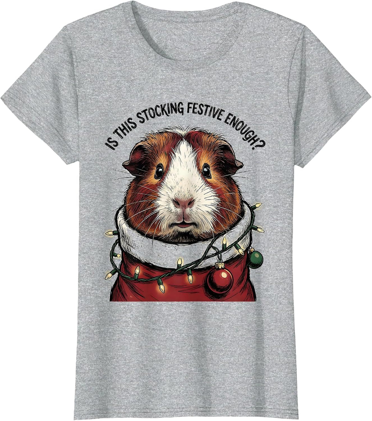 Women's Is This Stocking Festive Enough Grumpy Pet Christmas Humor T-Shirt - Heather Grey