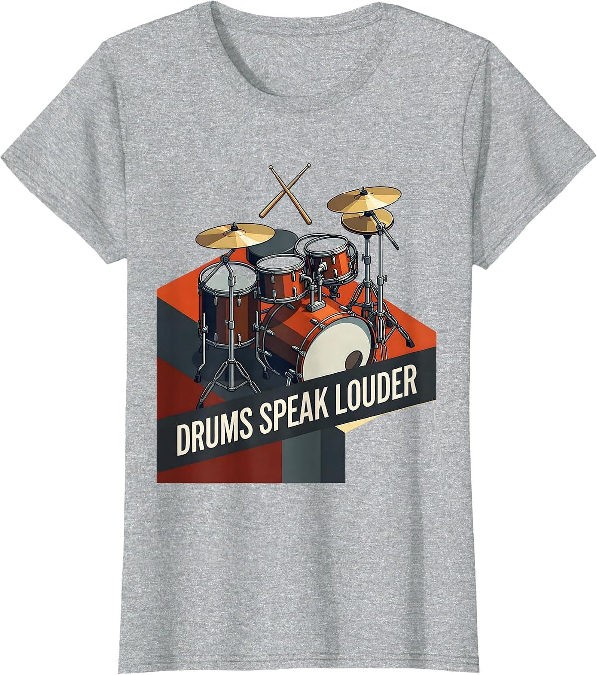 Drums Speak Louder Band Music Design T-Shirt - Heather Grey
