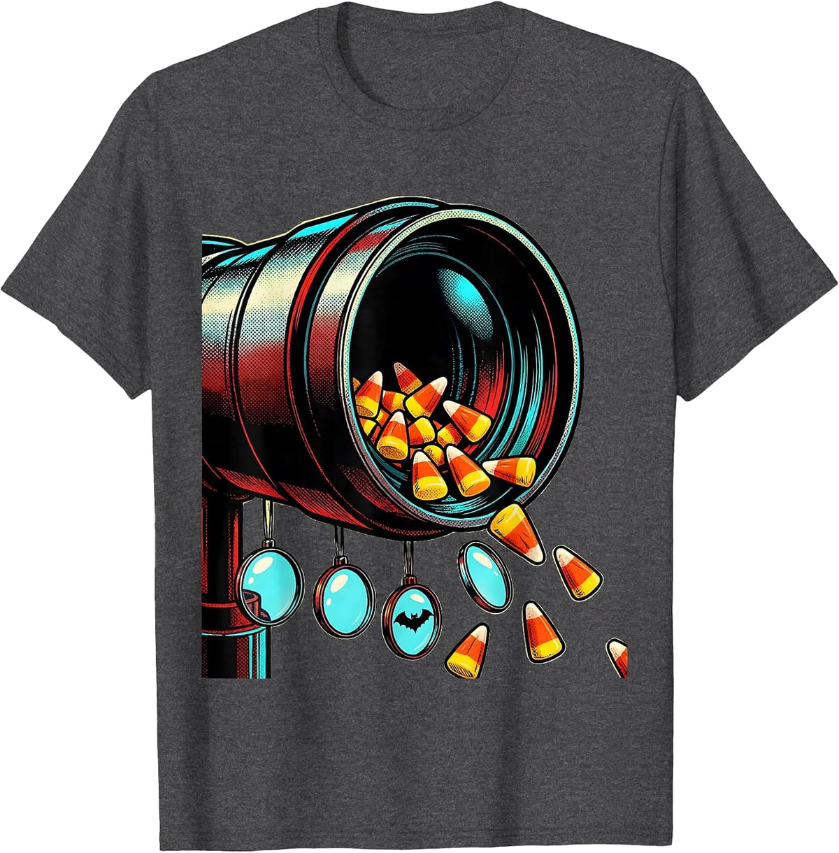 Lensometer Candy Corn Pop Art Optometrist Halloween Humor T-Shirt - Dark Heather Grey