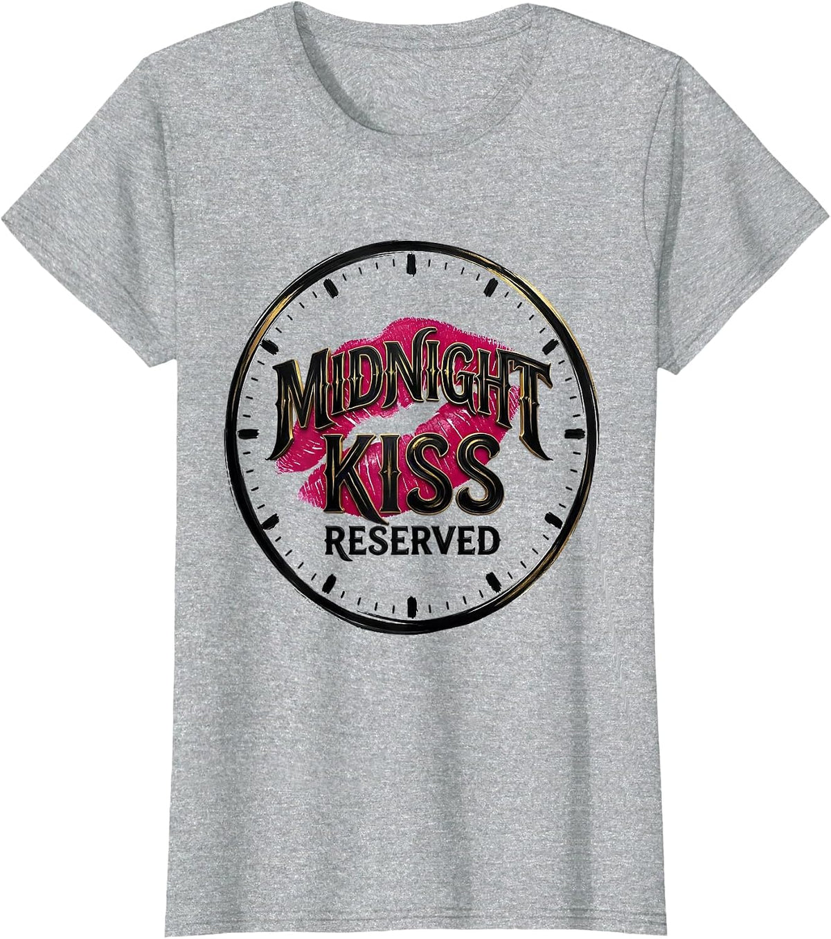 Midnight Kiss Reserved Flirty Playful New Year's Eve Party T-Shirt - Heather Grey