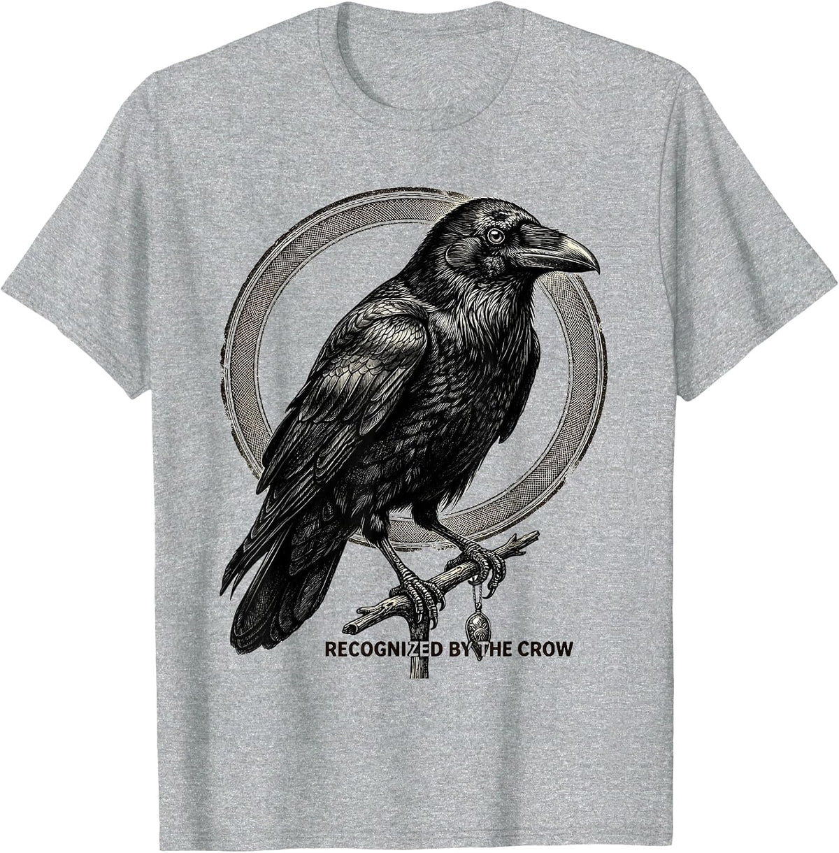 Men's Recognized By The Crow Dark Humor Gothic Raven Lover T-Shirt - Heather Grey