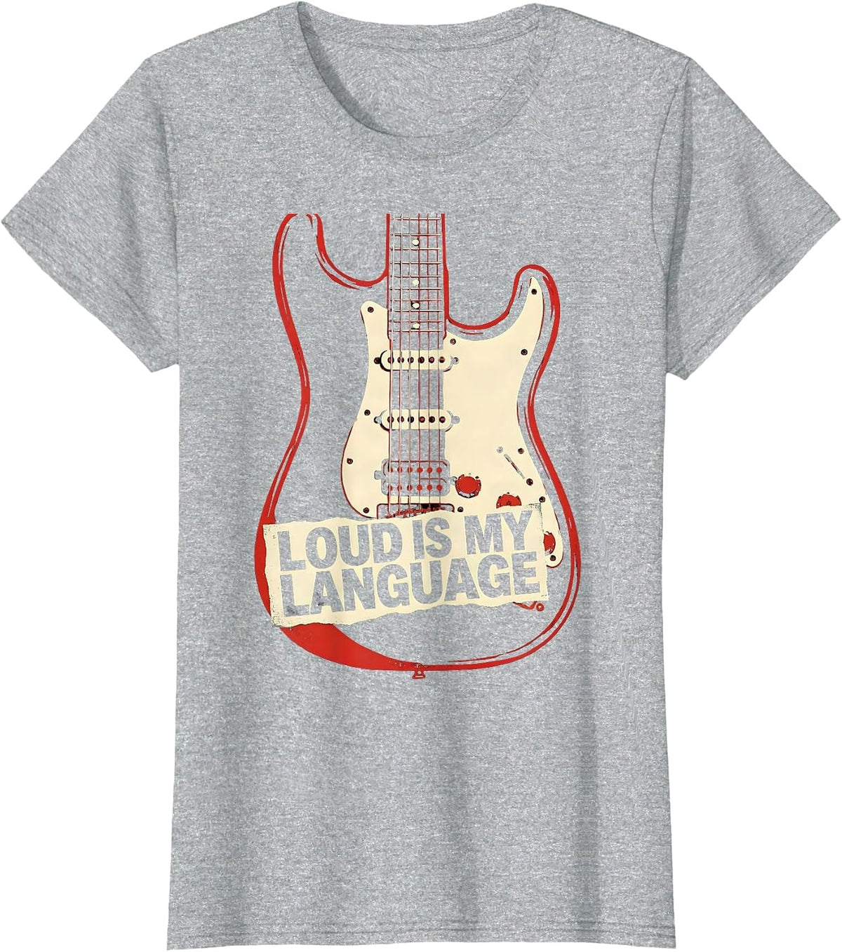 Women's Loud Is My Language Rock Music Graphic Design T-Shirt - Heather Grey