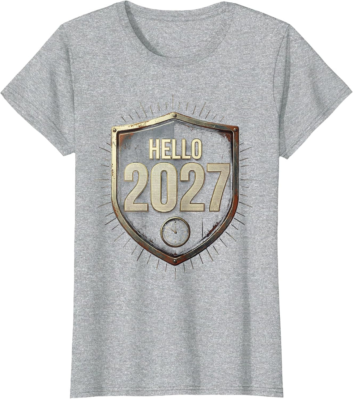 Women's Hello 2027 Vintage Family Matching New Year Eve Keepsake T-Shirt - Heather Grey
