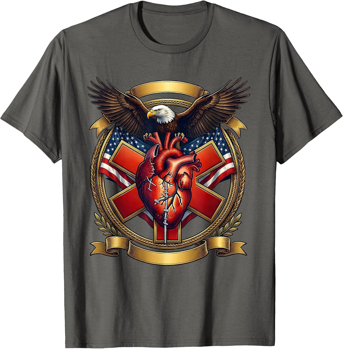 Men's EMT Broken Heart Stitched Together Graphic T-Shirt - Asphalt Grey