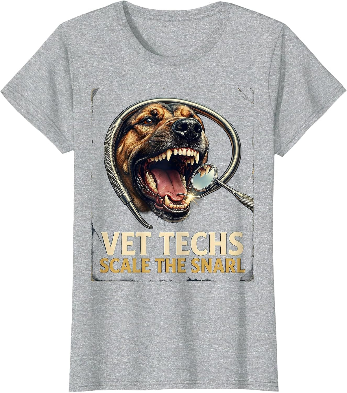 Vet Techs Scale The Snarl Vintage Veterinary Technician Vet T-Shirt - Heather Grey