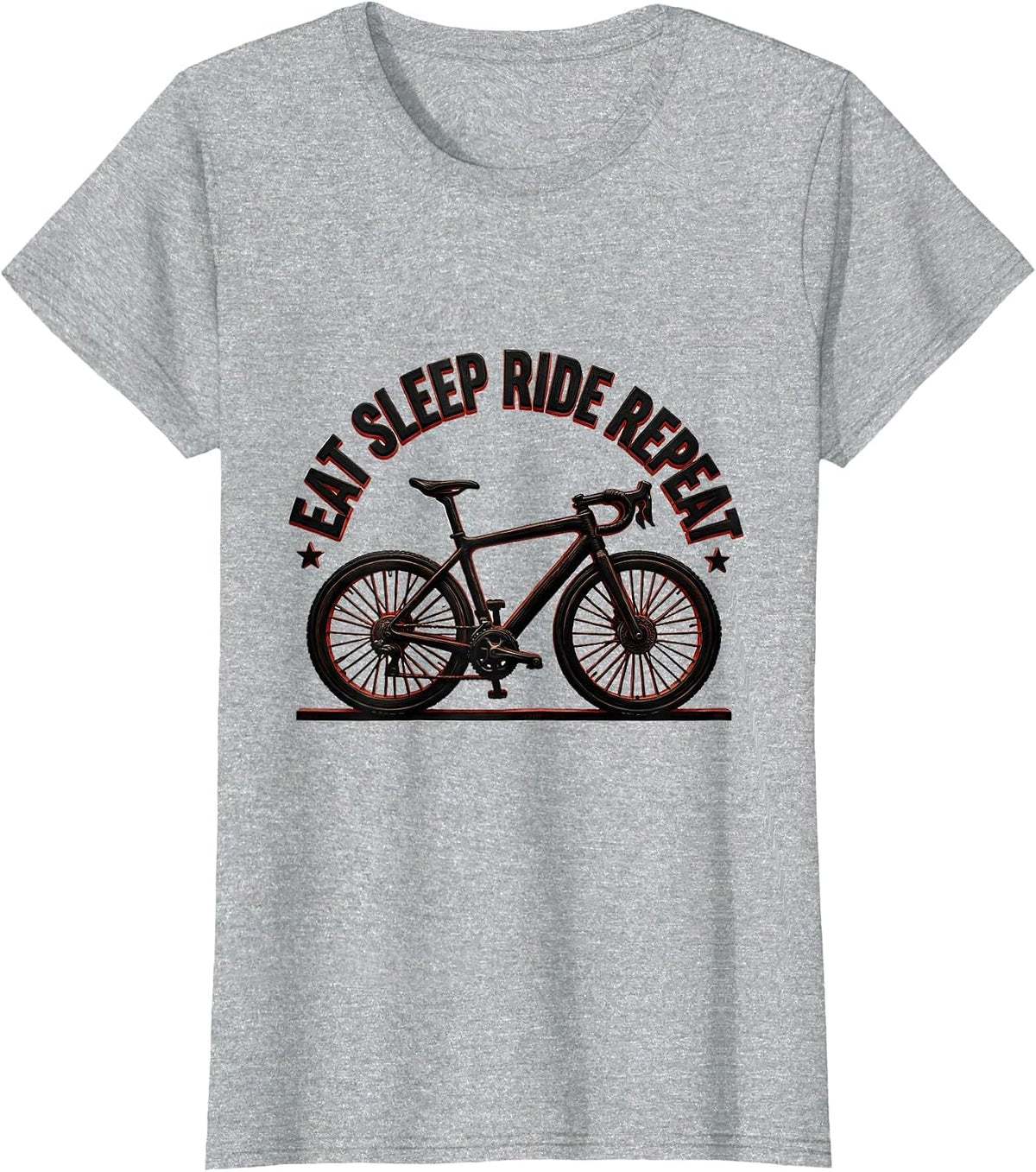Eat Sleep Ride Repeat Cycling Bike Design T-Shirt - Heather Grey