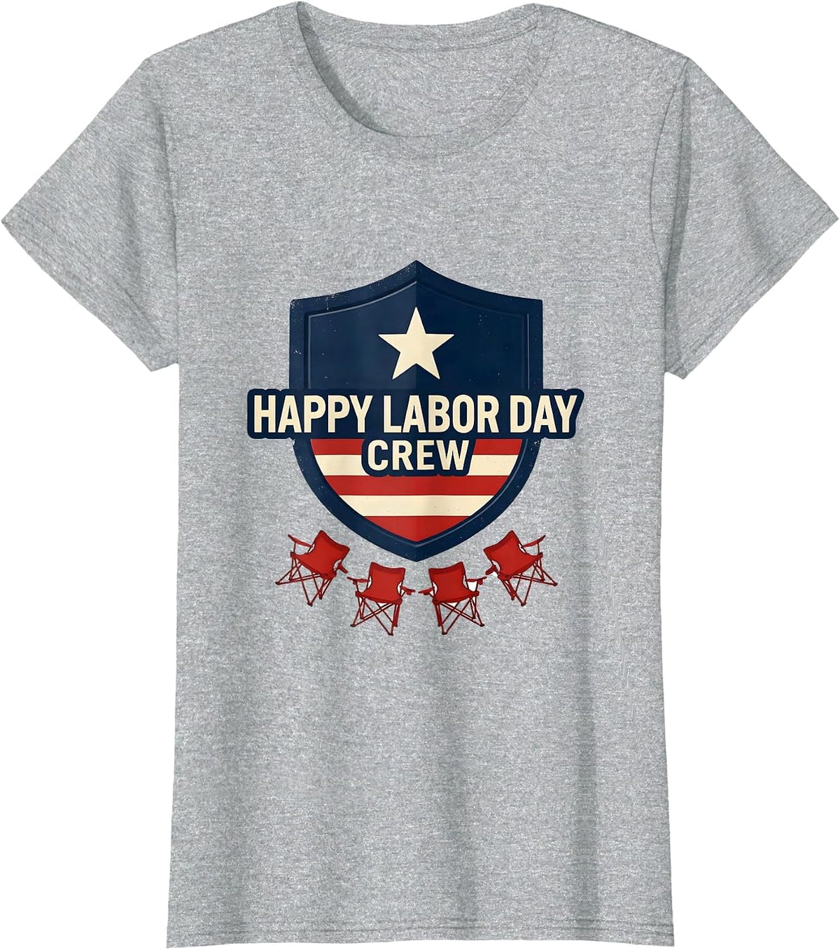 Happy Labor Day Crew Patriotic Americana Labor Day Gift T-Shirt - Heather Grey