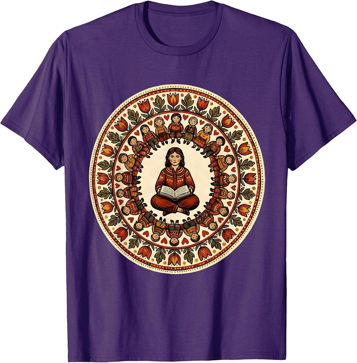 Men's Preschool Teacher Reading Book to Children T-Shirt - Purple