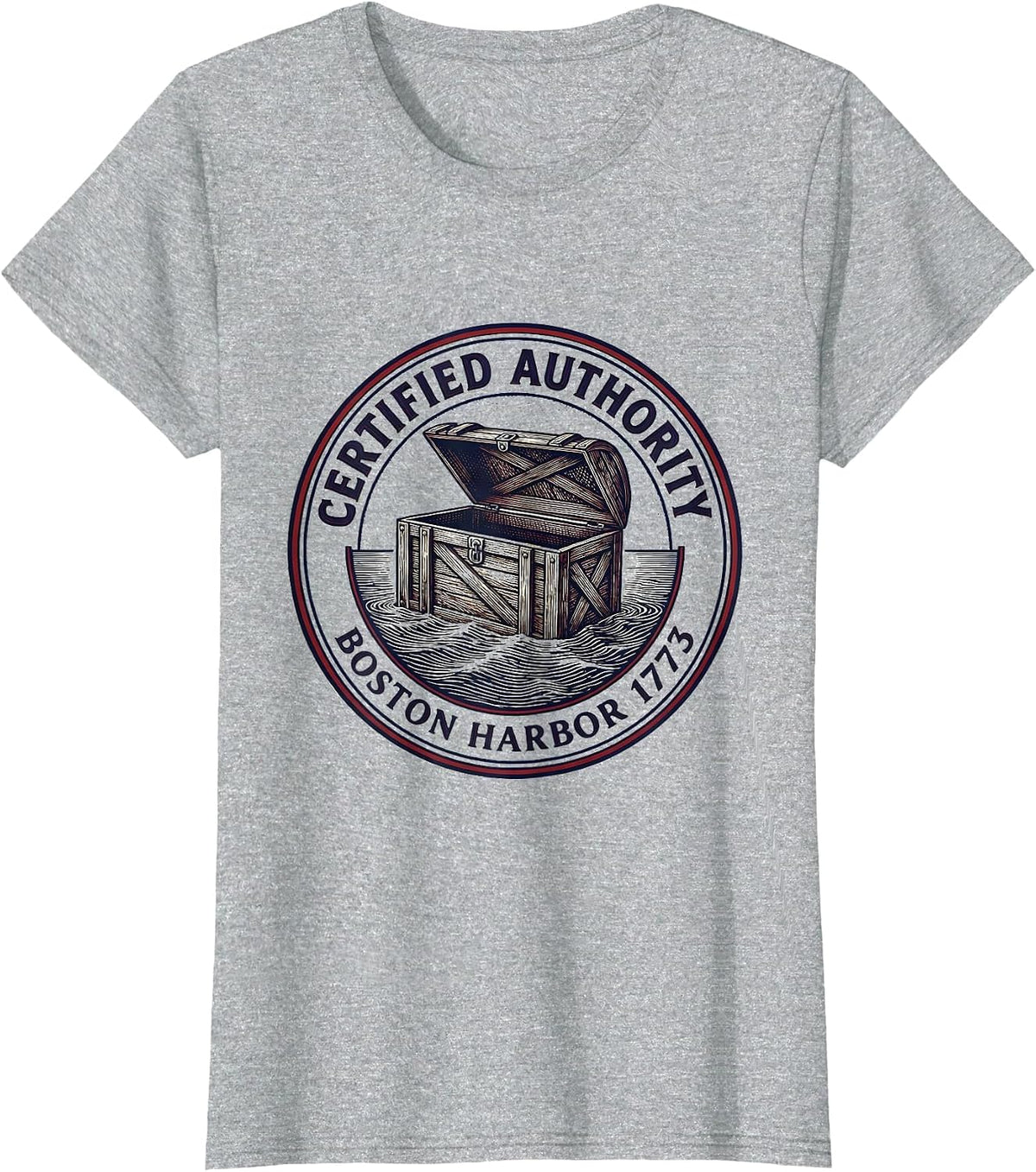 Certified Authority Boston Harbor 1773 History Teacher T-Shirt - Heather Grey