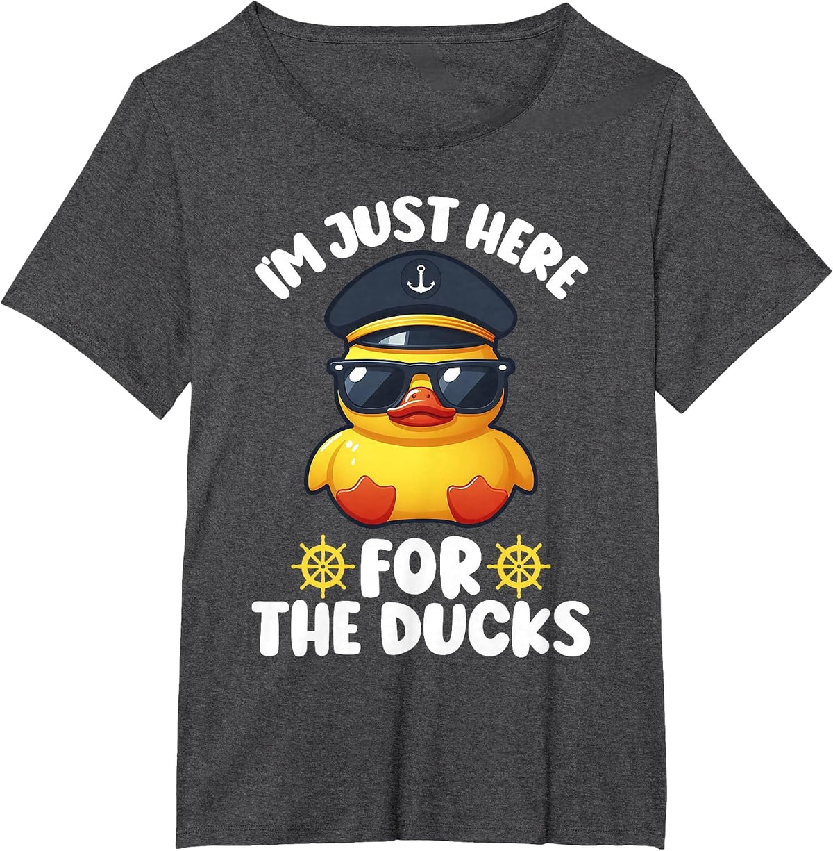 I'm Just Here for the Ducks Funny Cruising Matching Group T-Shirt - Dark Heather Grey
