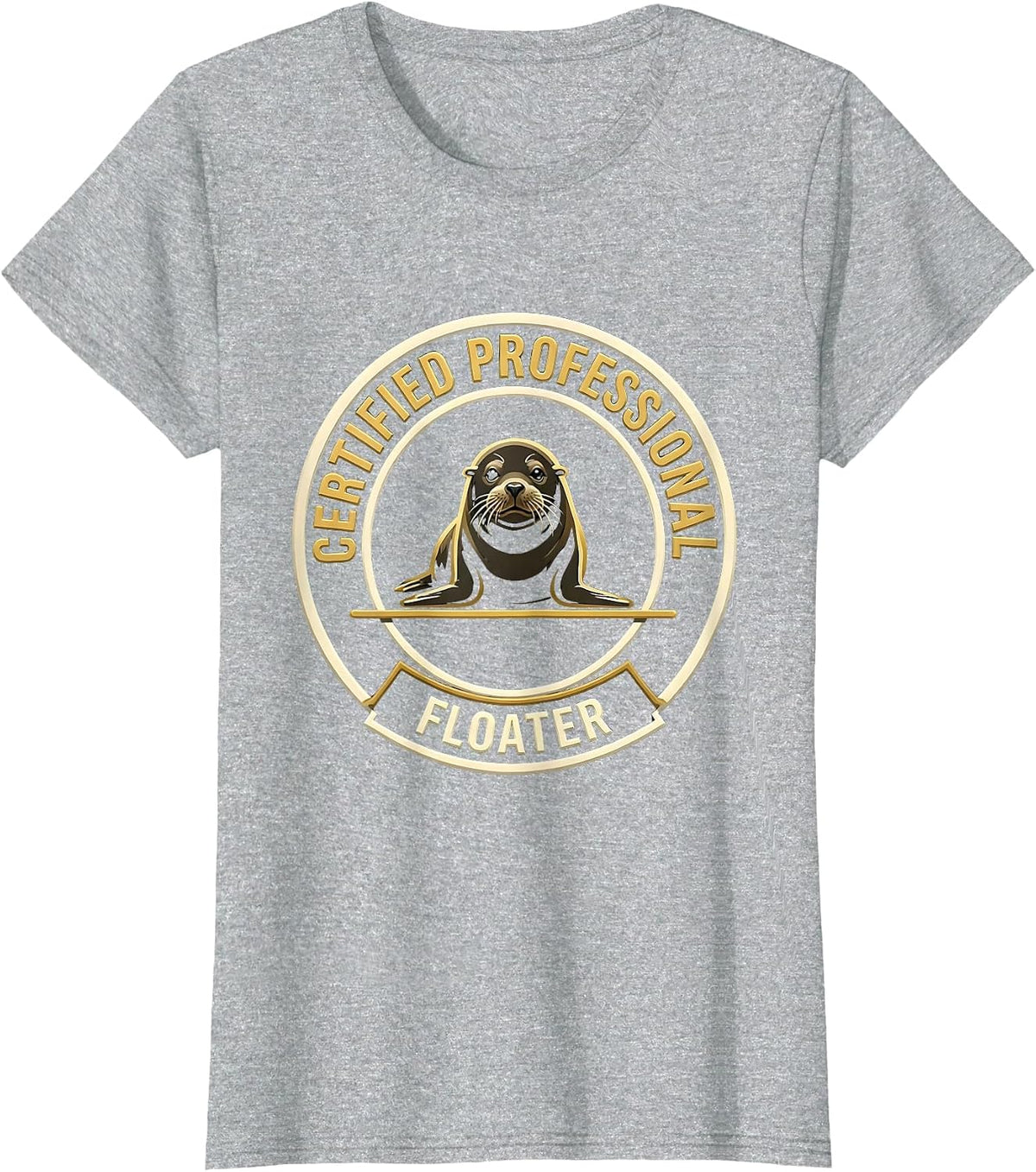 Women's Certified Professional Floater Funny Manatee Seal Ocean T-Shirt - Heather Grey