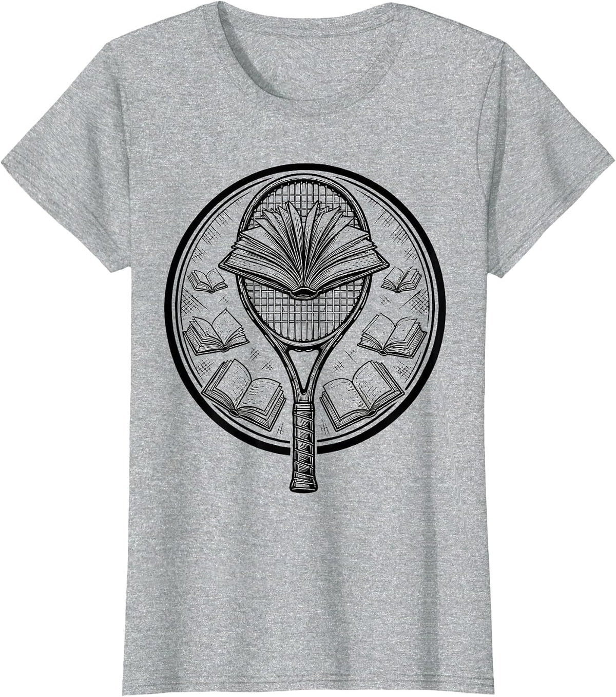 Reading Is My Favorite Sport Book Tennis Racket T-Shirt - Heather Grey