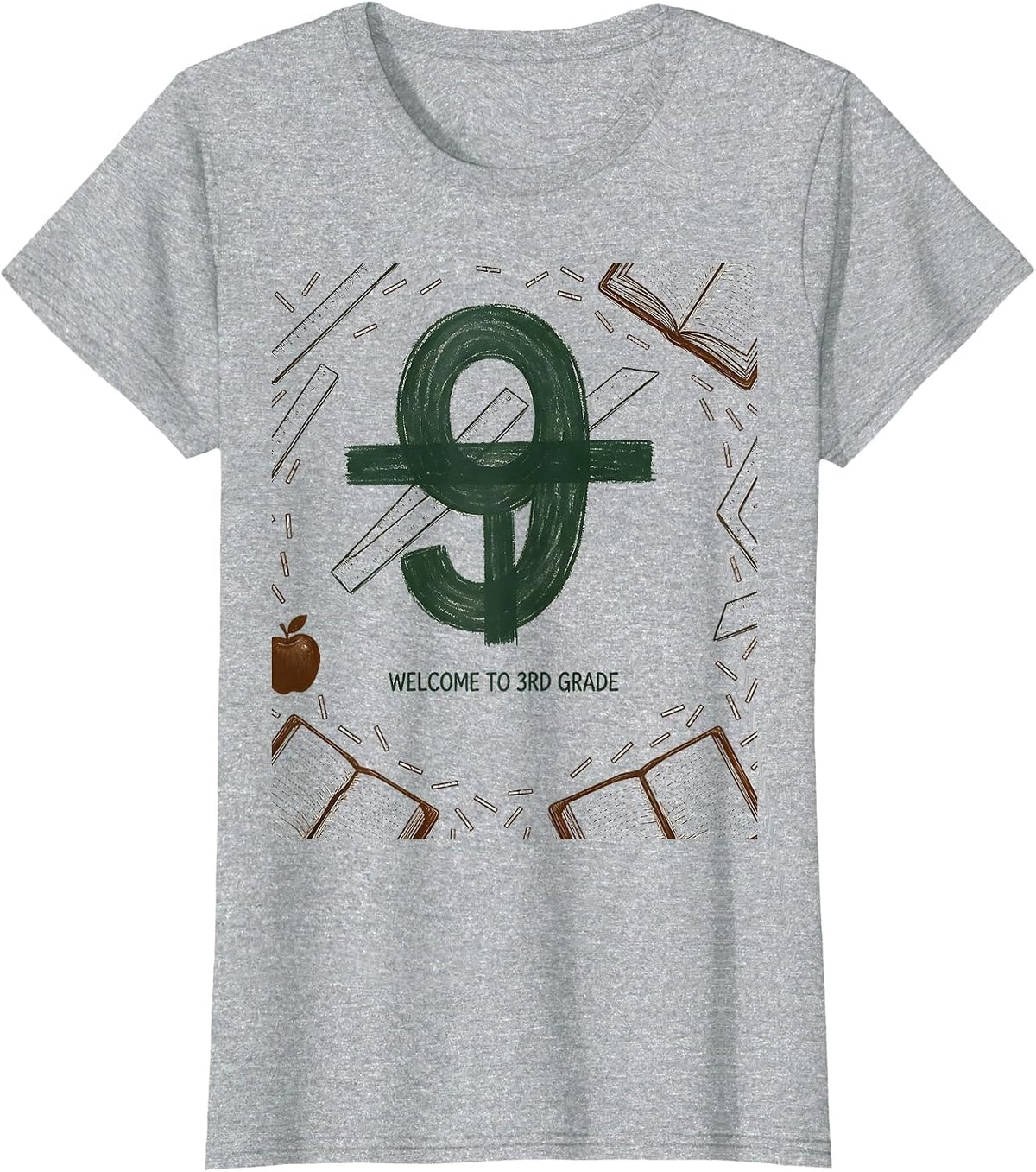 √9 Welcome To 3rd Grade Math Milestone Birthday Gift T-Shirt - Heather Grey