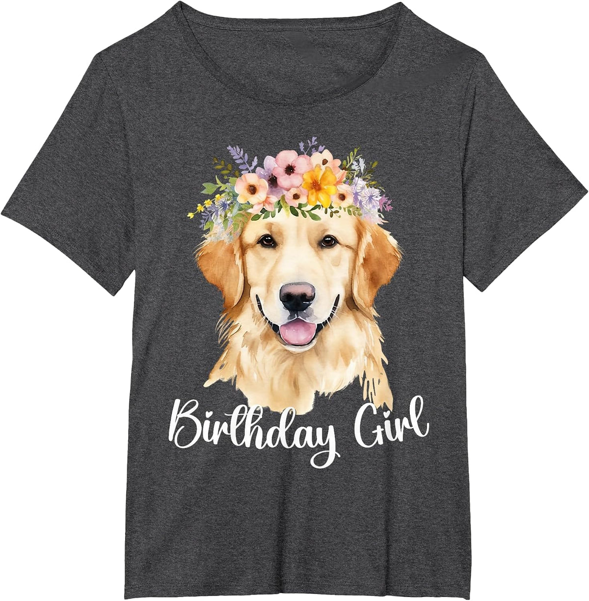 Dog Birthday Girl Golden Retriever Mom Birthday Party Outfit T-Shirt - Dark Heather Grey